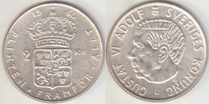 1965 Sweden silver 2 Kroner A005476
